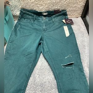 Ava and Viv jeans green 14W high rise skinny NWT